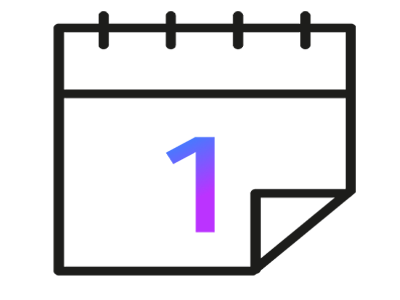 Ein Kalender mit der Zahl 1.