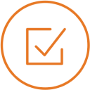 An orange checkbox icon.