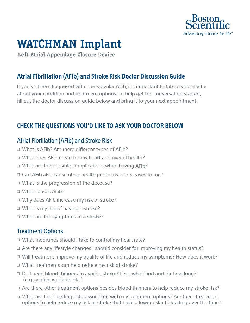 WATCHMAN patient Discussion Guide