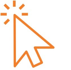 An orange mouse cursor icon.