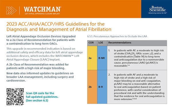 Screenshot of WATCHMAN AFib guidelines postcard