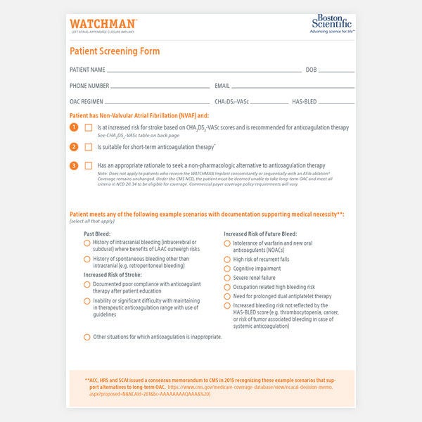 WATCHMAN Patient Screening Form