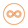 Orange infinity icon.
