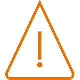 Orange exclamation point in triangle icon.