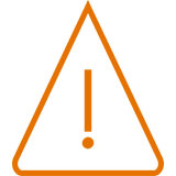 Orange exclamation point in triangle icon.