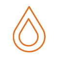 Orange blood drop icon.