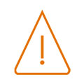 Orange exclamation point in triangle icon.