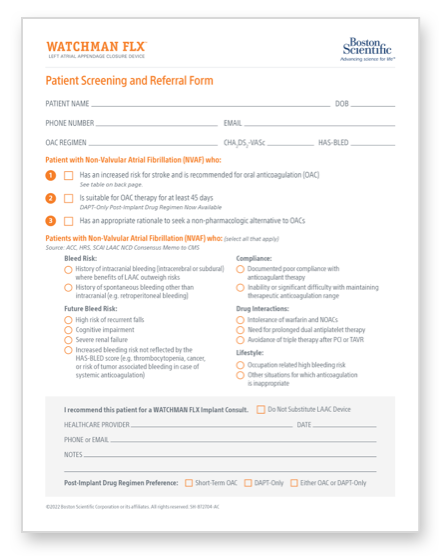 WATCHMAN Patient Referral Form Thumbnail.