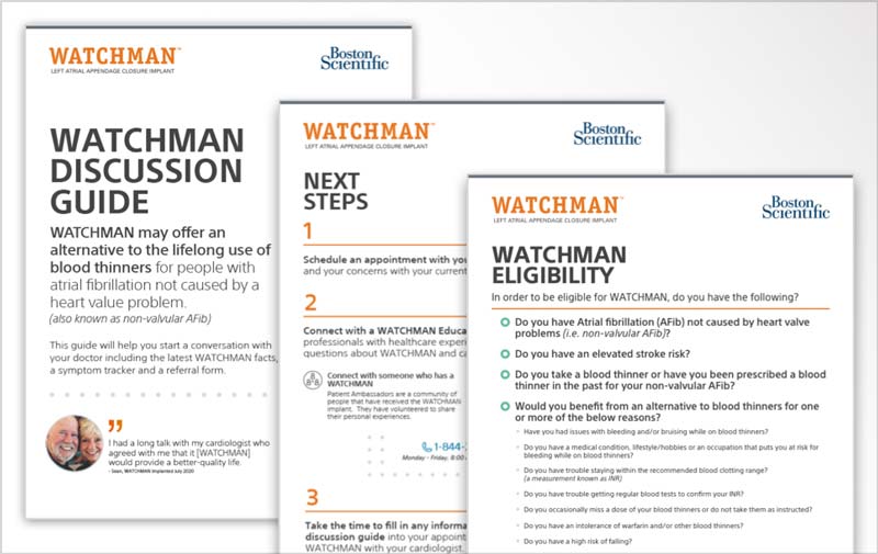 Images of the WATCHMAN doctor discussion guides.