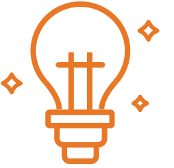 Orange light bulb icon.