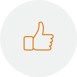 Icon of an orange thumbs up.