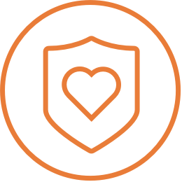 Safe icon with heart in shield.