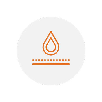 Liquid drop icon with two lines below.