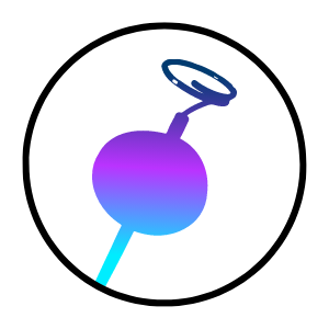 A gradient cryoballoon in a black circle.