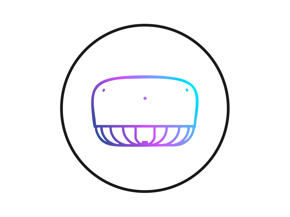 A WATCHMAN Device in gradient colors in a black circle.