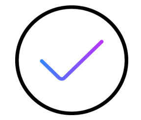 Checkmark icon in a circle.