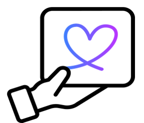 Icon of a hand holding a heart.
