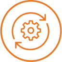An orange spinning gear icon.