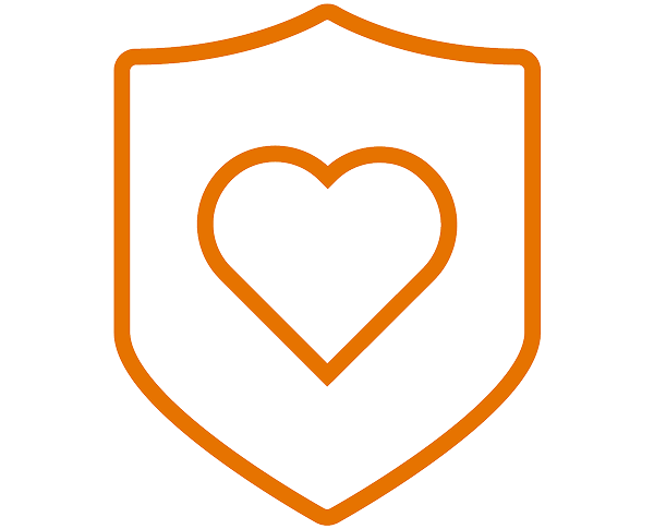 An orange heart icon with a heartbeat inside it.